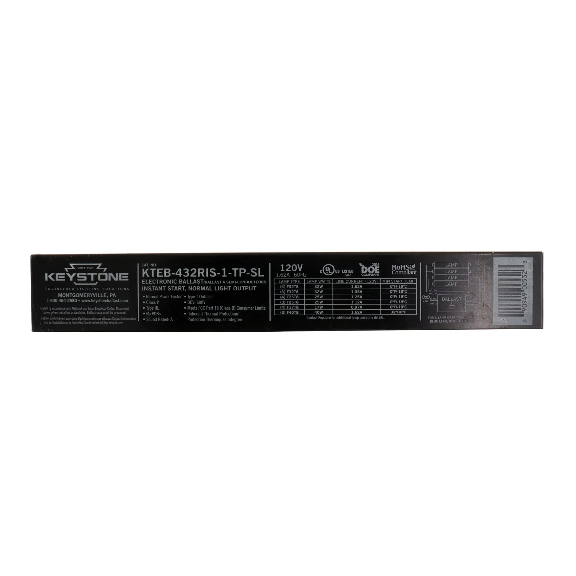 Keystone 4-Lamp Electronic Ballast